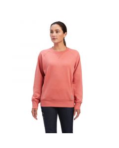 Ariat Women's Rebar Workman Washed Fleece Sweatshirt Faded Rose