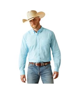 Ariat Men's Light Blue Solid Slub Button Down Western Shirt