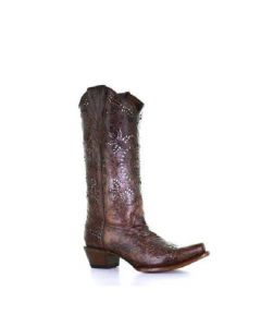Corral Women's Circle G Fango Brown Laser Cutout Boots