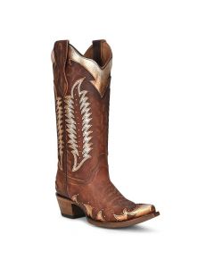 Corral Circle G Women's Cognac Studded Overlay Western Boots