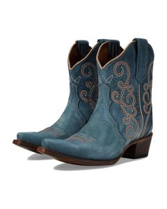 Corral Women's Distressed Blue Embroidery Triad Ankle Boot