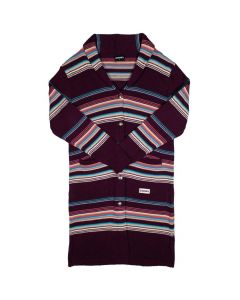 Hooey Ladies Knits Long Duster Pink Turquoise Stripes