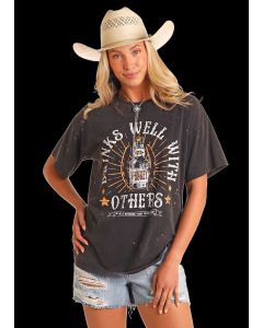Rock & Roll Women's Drinks Well With Others Graphic Oversized T-Shirt