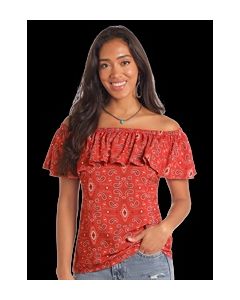 Panhandle Women's Slim Off The Shoulder Flounce Top