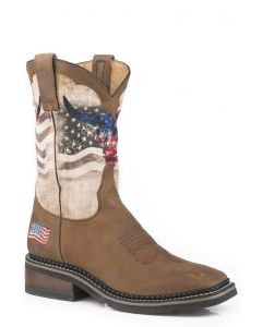 Roper Men's Americana Patriot Skull Flag Square Toe Boot