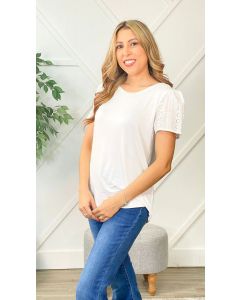 Southern Grace Nothing But Chic Eyelet Puff Sleeve Blouse