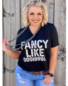 Texas True Threads Women's Fancy like Black Vneck Tee