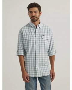 Wrangler Men's Performance Button Front Long Sleeve Plaid Shirt