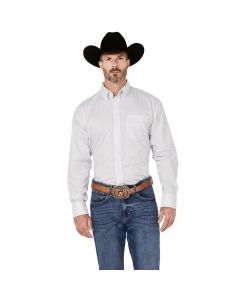 Wrangler Men's Classic White Geo Print Button Down Shirt