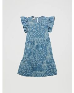 Wrangler Girls Ruffle Sleeve Denim Dress