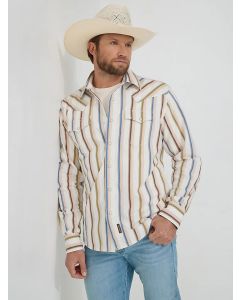 Wrangler Men's Retro Premium Brushpopper Stripe Western Snap Shirt