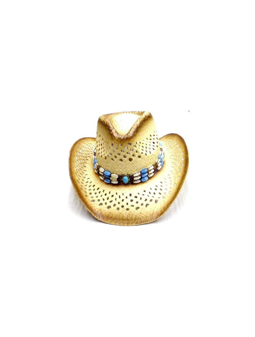 Bead Blue Band Straw Hat
