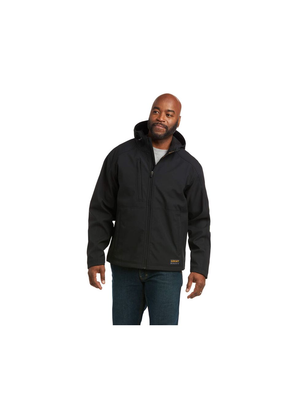 Ariat Men's Rebar Stretch Canvas Softshell Hooded Logo Jacket