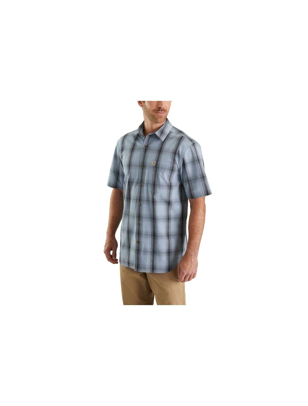 Carhartt Mens Essential Plaid Open Collar Short Sleeve Shirt 
