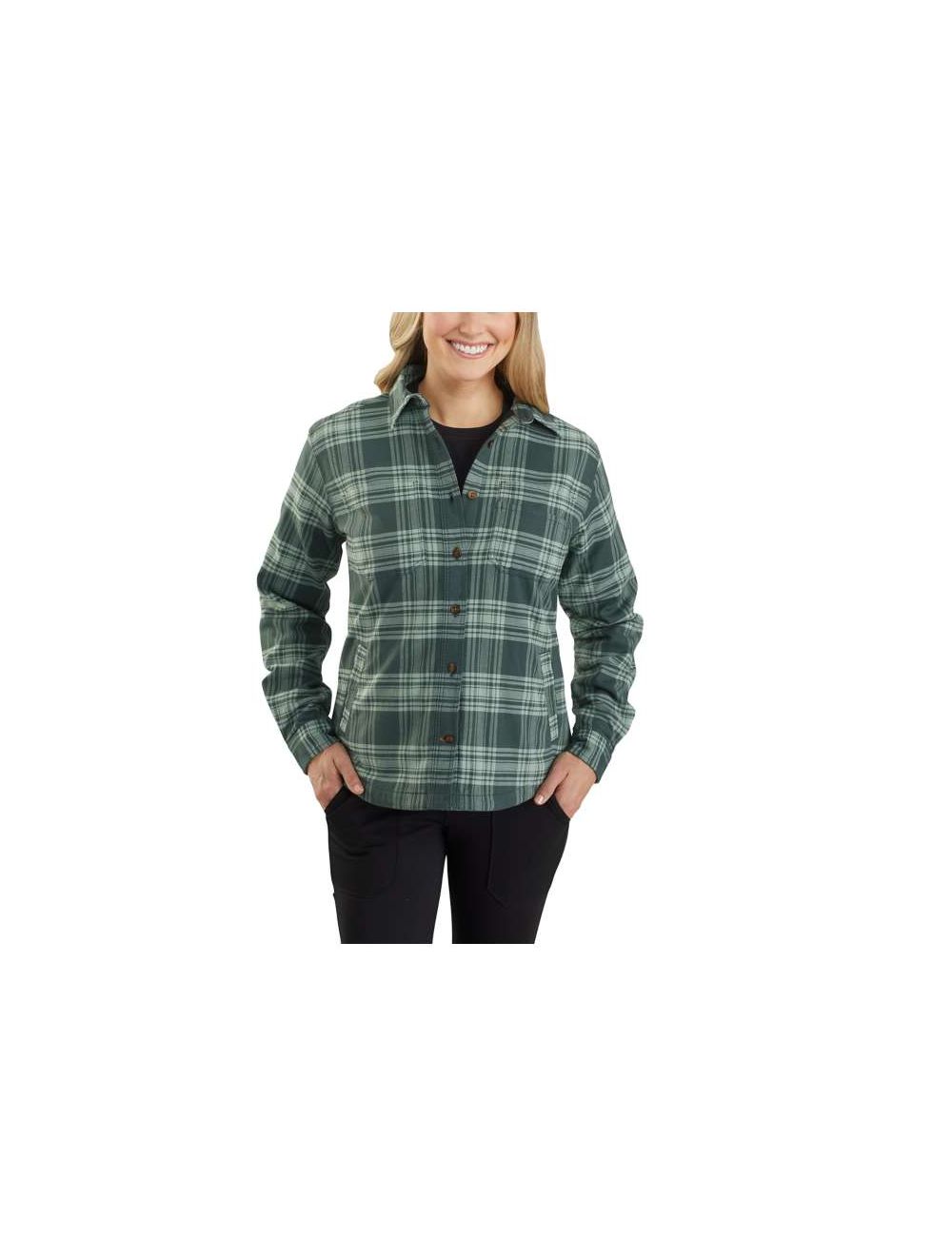 Green plaid flannel shirt womens clearance