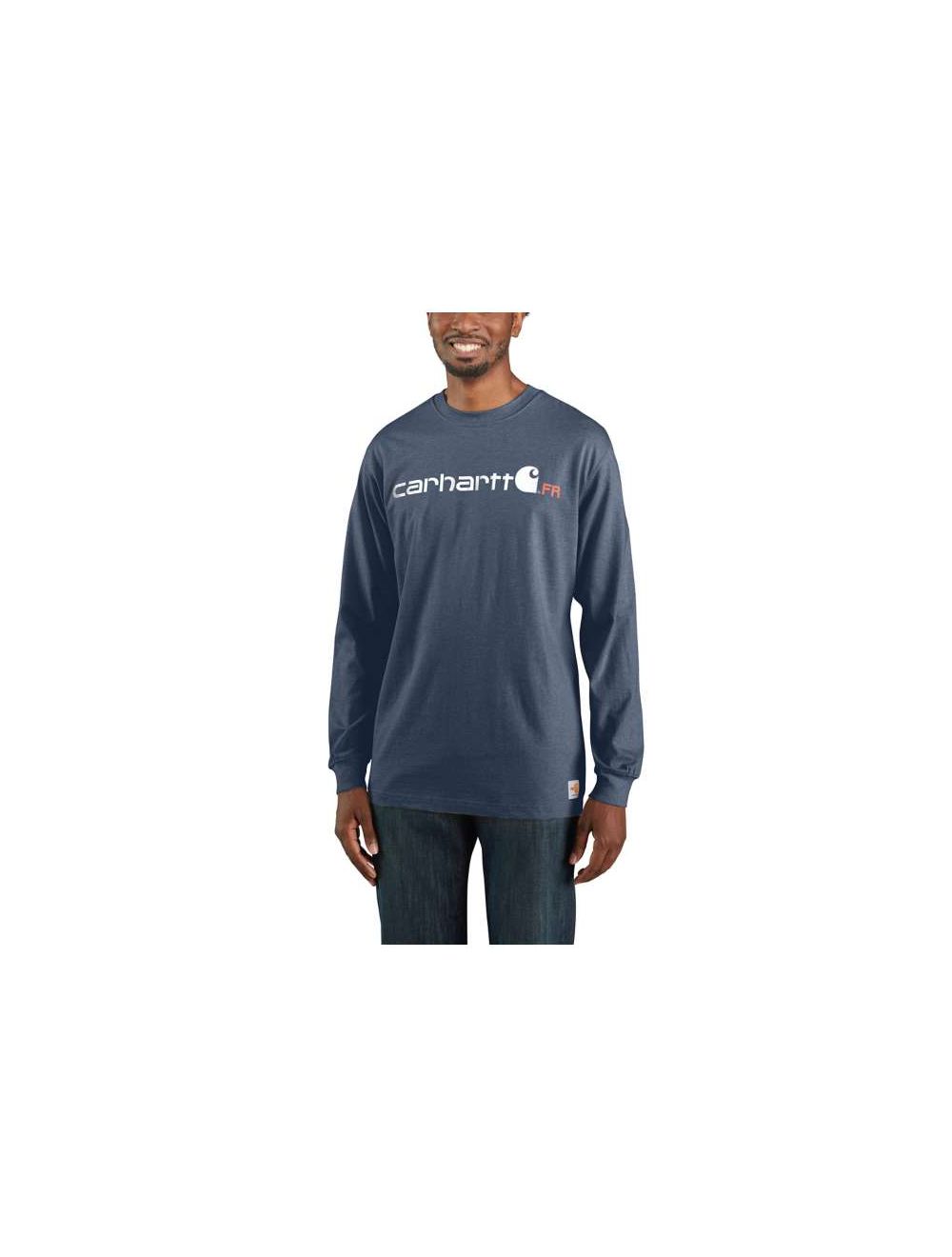 Carhartt Men's Flame Resistant Carhartt Force Long-Sleeve Logo Graphic  T-Shirt