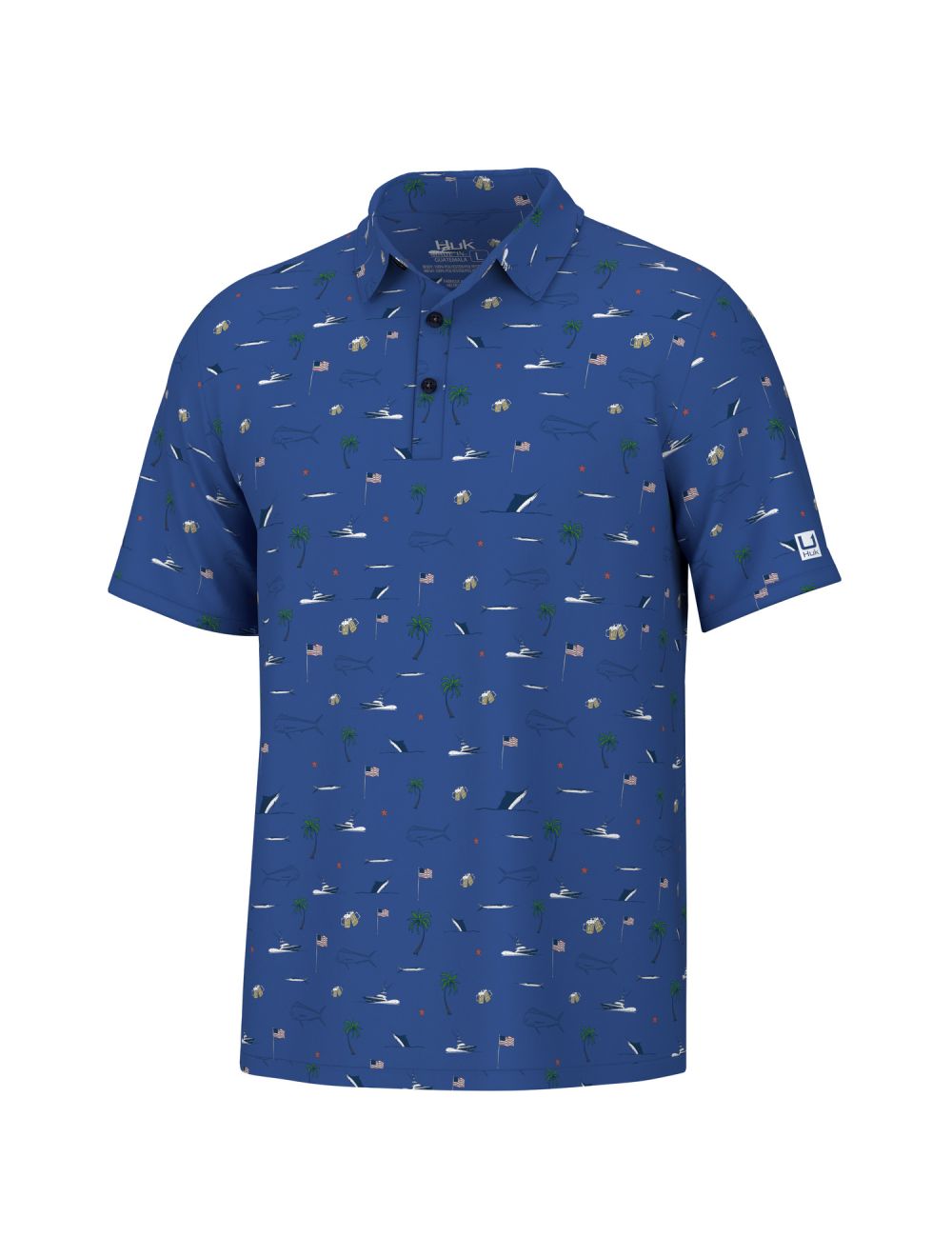 Huk Men's Pursuit Beach Freedom Print Polo