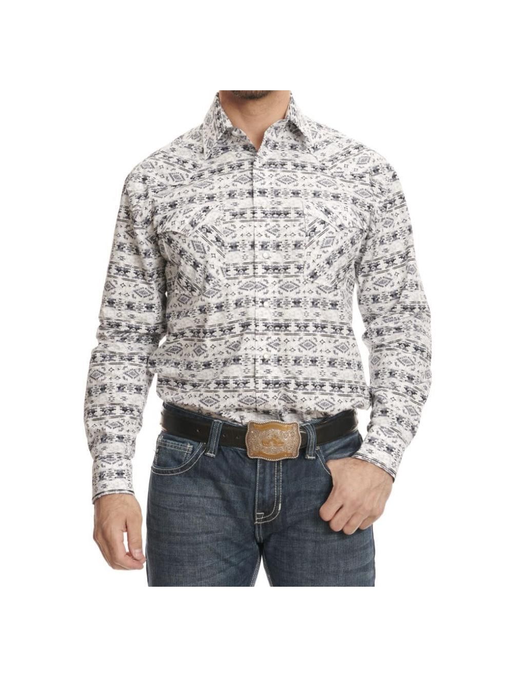 Panhandle Men s Rough Stock Aztec Print Long Sleeve Western Shirt