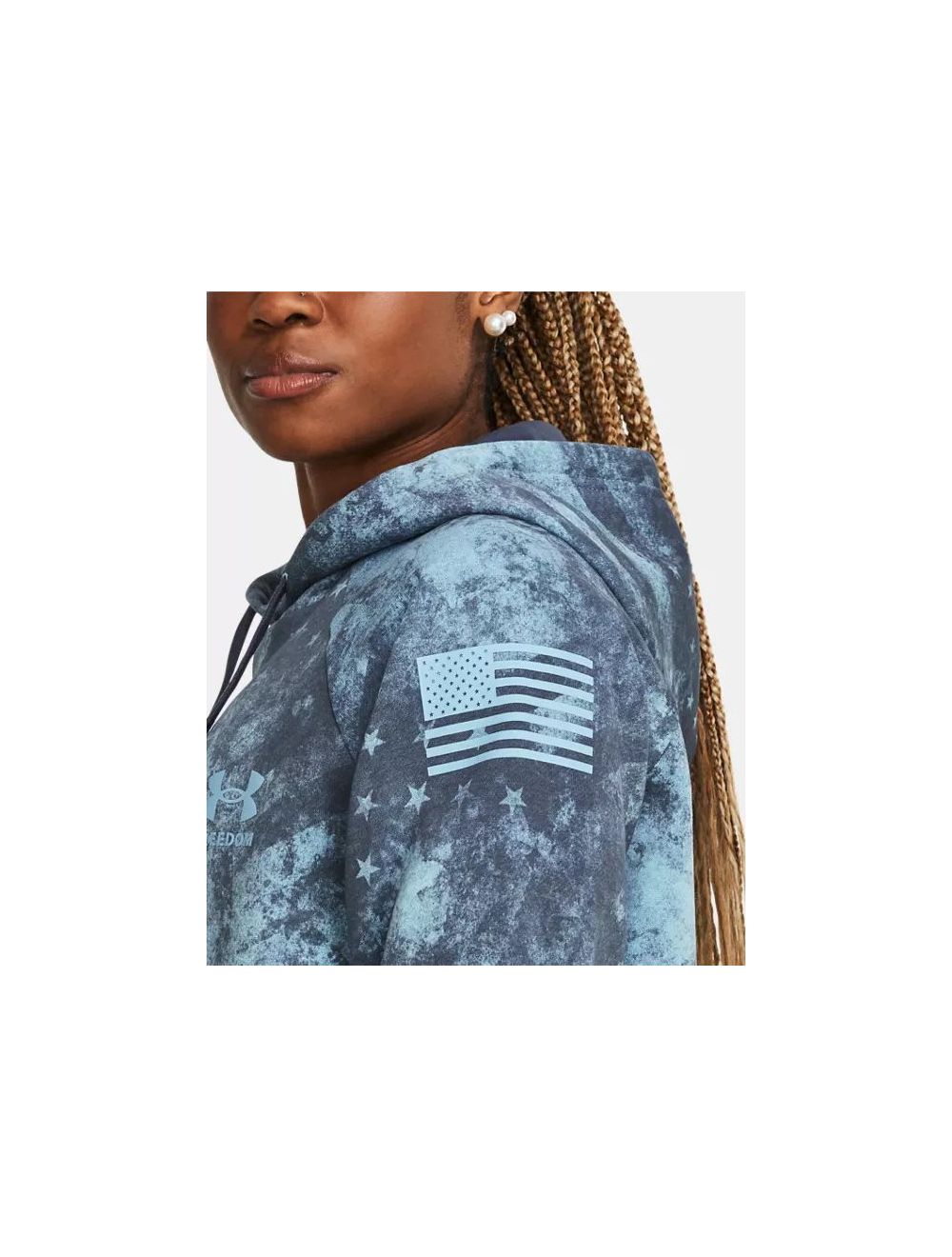 アンダー アーマー Under Armour Freedom Logo Rival Hoodie レディース パーカー スウェット Downpour Under Armour Womens Freedom Rival Hoodie, Black (001)/White