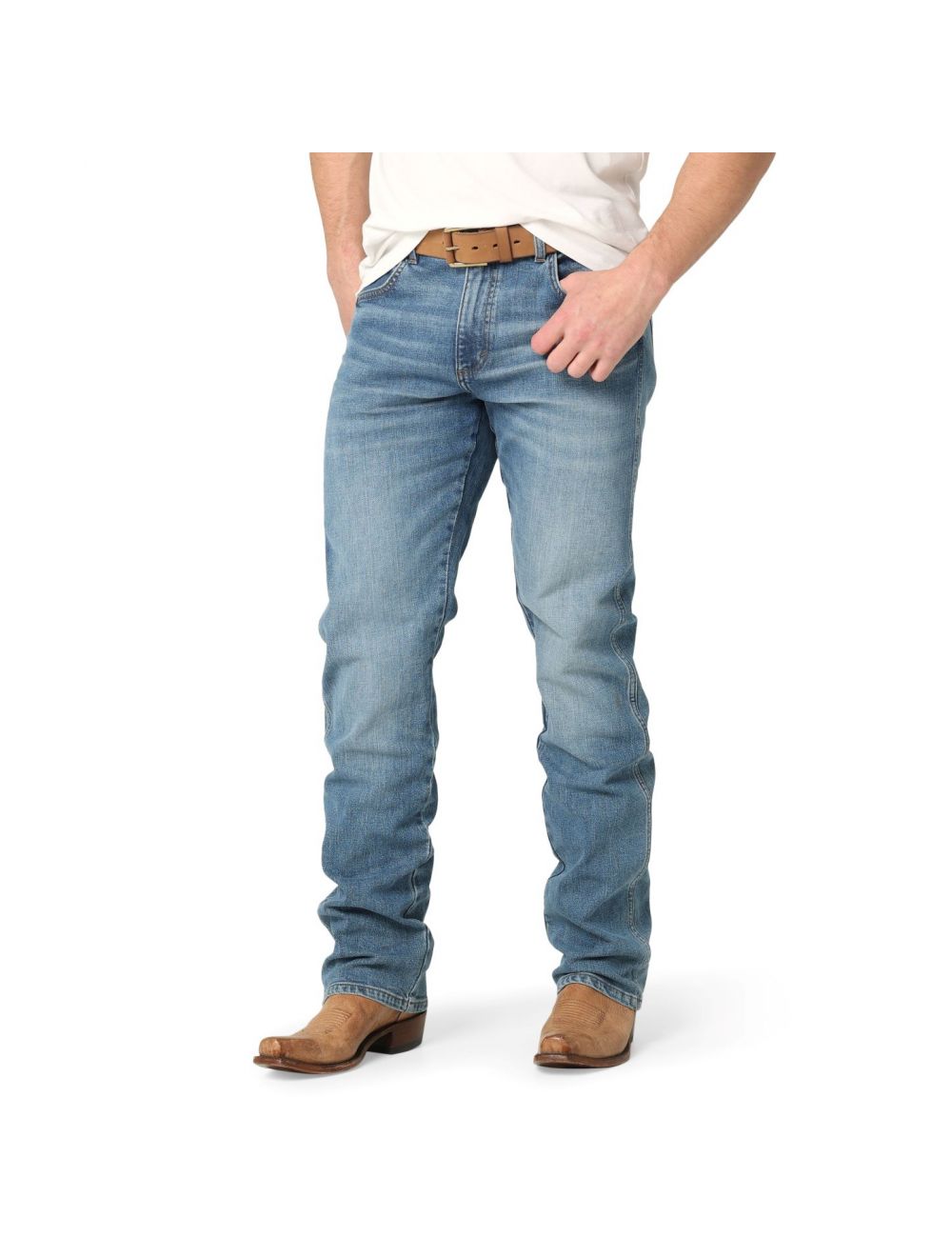 Men's Wrangler Retro Skinny Jeans with Cowboy Boots 