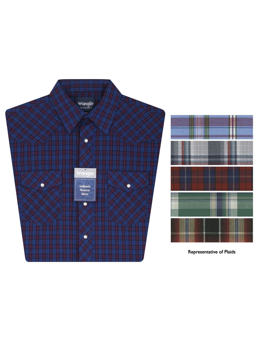 Wrangler Men's Assorted Western Long Sleeve Plaid Shirt