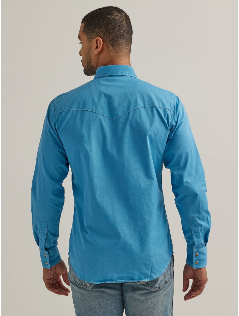 Wrangler Men's Contrast Trim Western Two Snap Flap Pocket Shirt