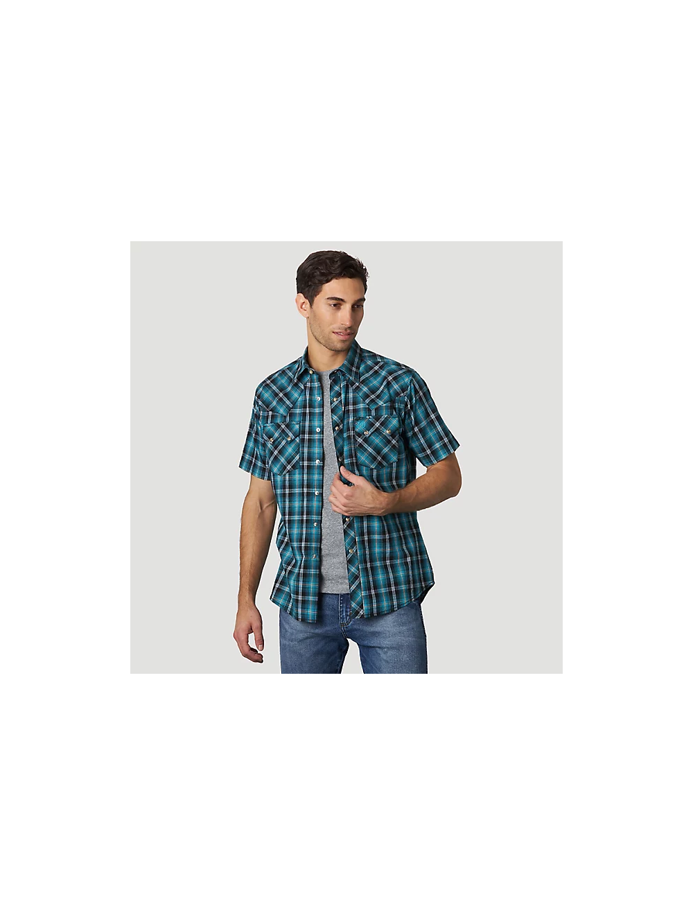 Wrangler Men's Retro Short Sleeve Snap Pocket Plaid Shirt
