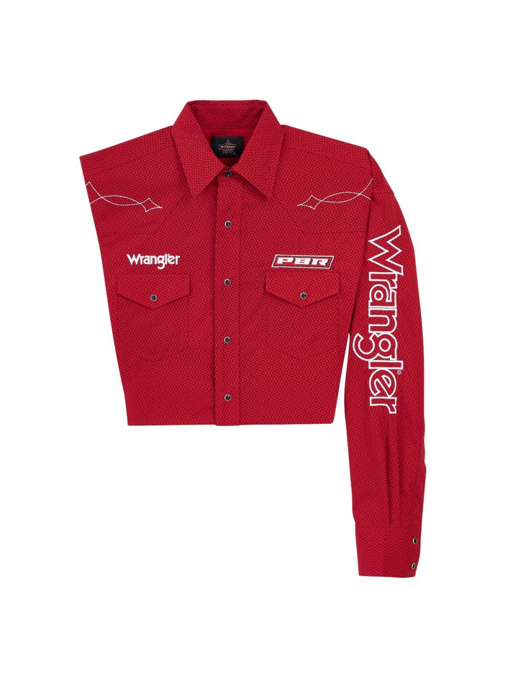 Wrangler Men's PBR Logo Long Sleeve Print Western Snap Shirt BIG & TALL