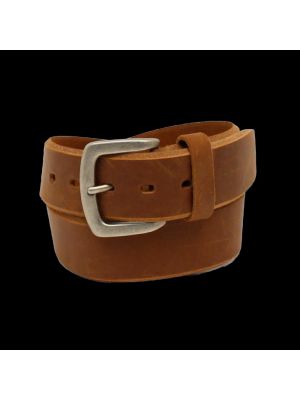 Ariat Men's Beveled Edge Embroidered Logo Brown Leather Western Work Belt