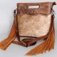 American Darling Women's Brown & Gold Cowhide Fringe Crossbody