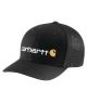 Carhartt Men's Rugged Flex Fitted Canvas Mesh-Black Logo Graphic Cap