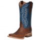 Kids Circle G Brown and Blue Embroidery Square Toe Cowboy Boot