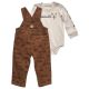 Carhartt Infant Long Sleeve Bodysuit And Canvas Print Overall Set