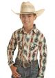 Panhandle Youth Long Sleeve 2 Pocket Aztec Snap Shirt