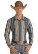 Panhandle Men's Long Sleeve 2 Pocket Stripe Snap Shirt