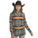 Panhandle Women's Aztec Fleece Teal 1/4 Zip Pullover