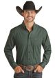 Panhandle Men's Evergreen Brushed Cotton Print Shirt