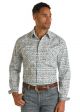 Panhandle Men's Horizontal Aztec Print Long Sleeve Snap Shirt