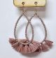 Pink Panache Mauve Crystal Teardop With Raffia Tassel Earrings