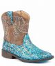 Roper Toddler Blue Southwest Glitter Aztec Boot