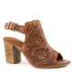Roper Ladies Fashion Mule Floral Tooled Leather With Open Toe And Back Strap