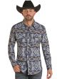 Rock And Roll Men's Long Sleeve 2 Pocket Aztec Woven Snap Shirt
