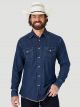 Wrangler Men's Cowboy cut Long Sleeve Western Denim Snap Work Shirt