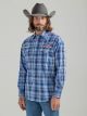 Wrangler Men's PBR Logo Long Sleeve Plaid Western Snap Shirt