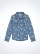 Wrangler Girl's Printed Denim Western Snap Shirt
