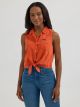 Wrangler Women's Denim Sleeveless Tie Front Camp Shirt