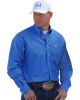 Cinch Men's Long Sleeve Single Pocket Solid Blue Button Down Square Button Shirt