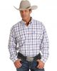 Cinch Men's Purple And White Plaid Double Pocket Western Shirt