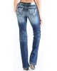 Grace in LA Women's Dark Wash with Blue Aztec Embroidery  Boot Cut Jeans